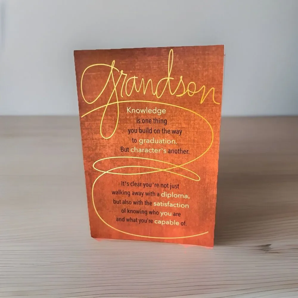 Grandson Graduation Card – Inspirational – New w/ Envelope – Masculine Design
